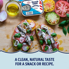 Beach Cliff sardines served on toast, recipe ideas.