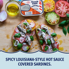 Trace My Catch label on Beach Cliff sardines for catch details