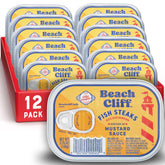 Beach Cliff wild-caught herring steaks in mustard sauce can pack, protein-rich snack option