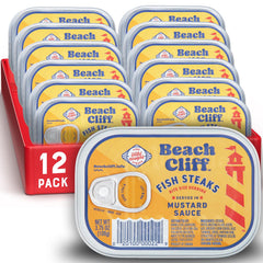 Beach Cliff wild-caught herring steaks in mustard sauce can pack, protein-rich snack option
