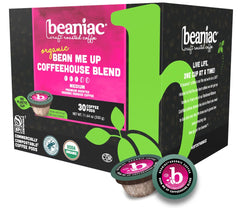 Beaniac Bean Me Up coffee cup showing rich aroma and smooth flavor.
