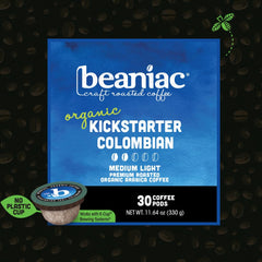 Beaniac compostable K-Cup pods highlighting Rainforest Alliance certification