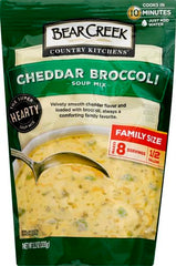 Bear Creek Cheddar Broccoli Soup Mix steaming bowl, warm and creamy.