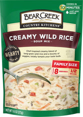 Bear Creek Creamy Wild Rice soup mix packaging, a ready pantry staple for quick meals.