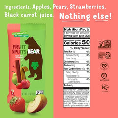 Bear Fruit Splits Apple Strawberry ingredients close-up highlighting fruit pieces