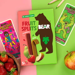 Bear Fruit Splits Apple Strawberry nutrition panel ready for lunchboxes and meal planning