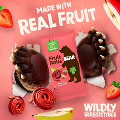 BEAR Real Fruit Snack Rolls strawberry on-the-go pack, convenient for travel.