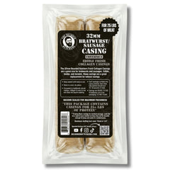 Bearded Butchers 32mm fresh edible collagen casings ready to use for bratwurst and Italian sausage