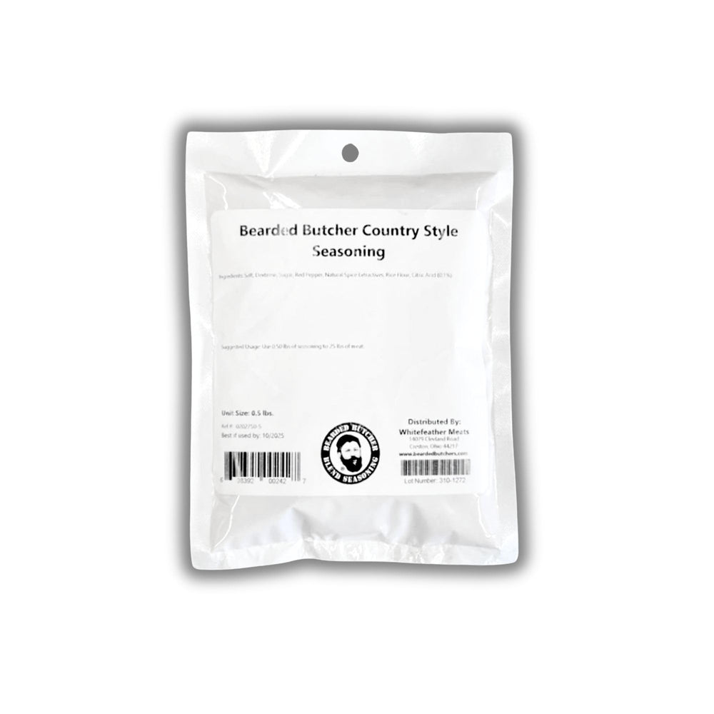 Bearded Butchers Country Style Seasoning bottle pour delivers even flavor for homemade sausage.
