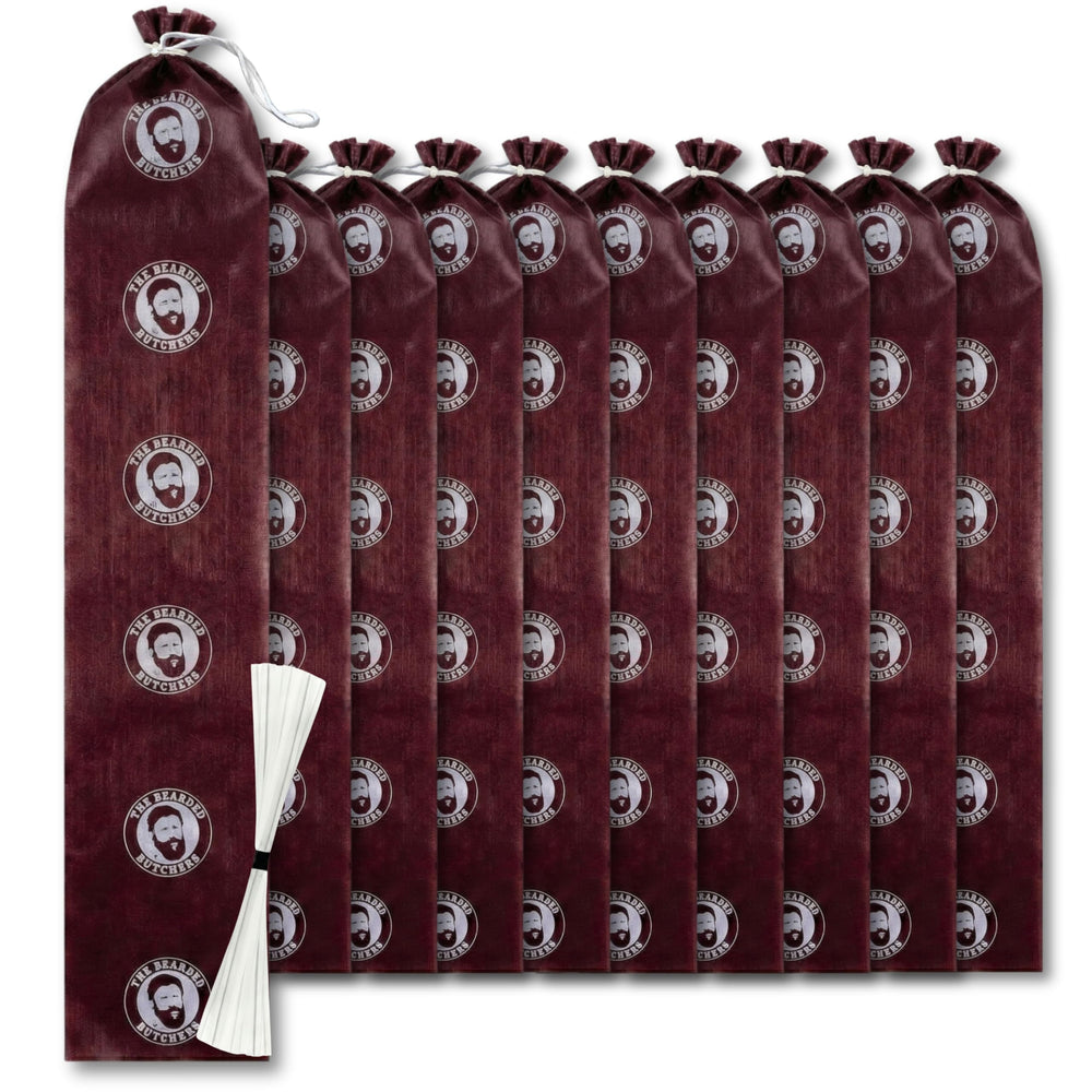 BEARDED BUTCHER BLEND SEASONING summer sausage casings in mahogany finish for a professional look