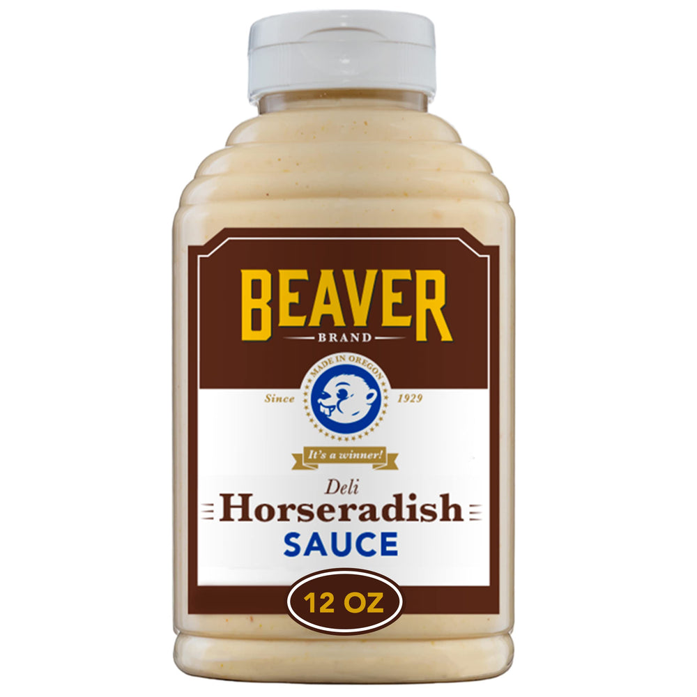 Beaver Brand Deli Horseradish Sauce 12oz bottle with zesty, creamy texture for everyday meals