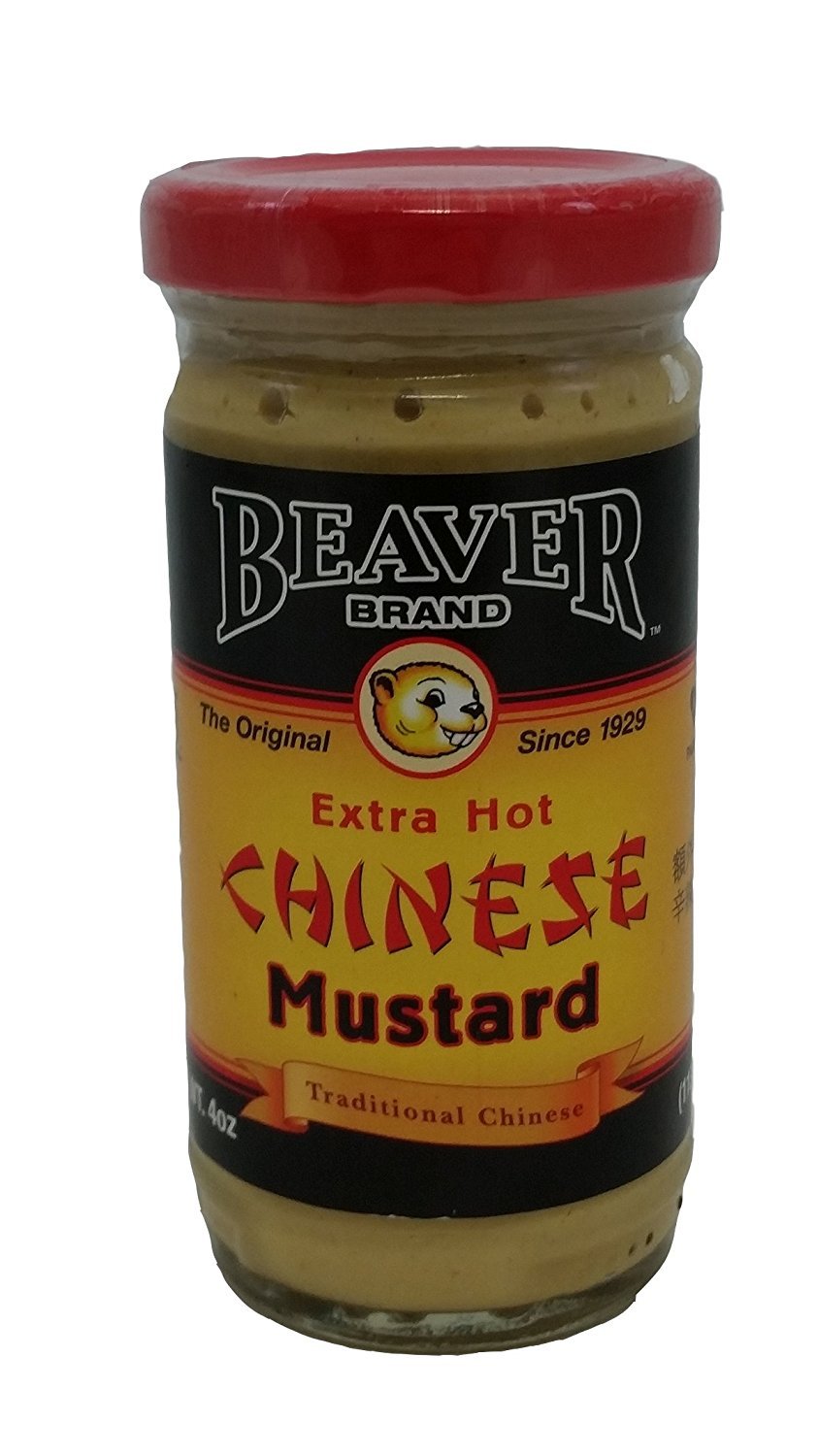 Beaver Extra Hot Chinese Mustard bottle pour highlights bold heat for stir-fries and dips