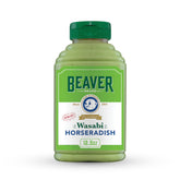 Beaver Extra Hot Wasabi Horseradish Sauce bottle for bold heat on sandwiches.