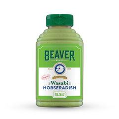 Beaver Extra Hot Wasabi Horseradish Sauce bottle for bold heat on sandwiches.