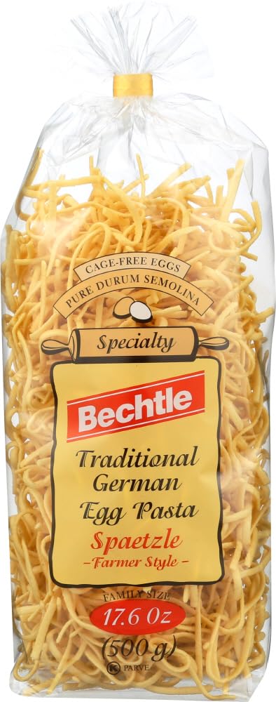 Bechtle Egg Spaetzle Farmer Style packaging highlights traditional Swabian recipe for family meals.