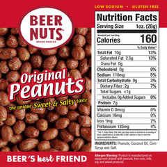 BEER NUTS Original Peanuts bag in hand – resealable packaging keeps freshness.