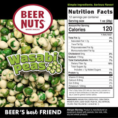 Beer Nuts Wasabi Peas jar showing resealable packaging for freshness
