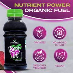 BEET IT organic beet juice in a glass highlighting smooth flavor
