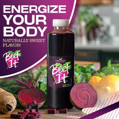 BEET IT Organic Beet Juice glass highlighting natural color and smooth taste