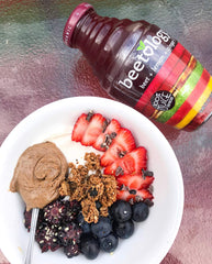 Beetology heart-healthy beet juice glass highlights vibrant color and easy daily nourishment