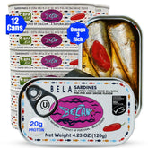 BELA wild-caught sardines in olive oil with piri piri—protein-rich, ready-to-eat in a can.