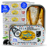 BELA wild-caught sardines in a 12-pack, protein-rich pantry staple.