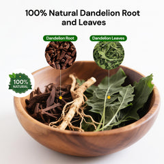 BeleePlanner dandelion tea bags steeping in cup, a relaxing caffeine-free ritual.