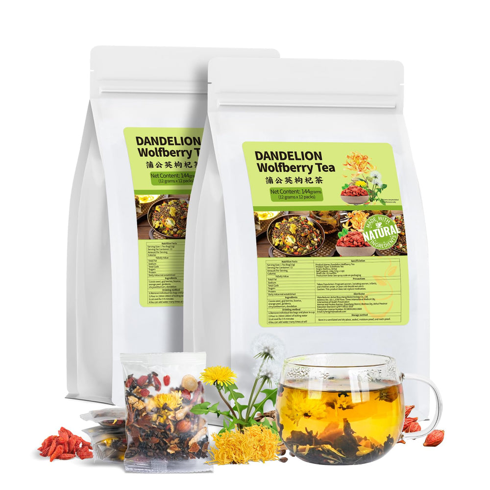 BeleePlanner Dandelion Wolfberry Tea pack front view for daily wellness.