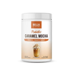 Bella All Natural probiotic caramel mocha coffee bag front with branding