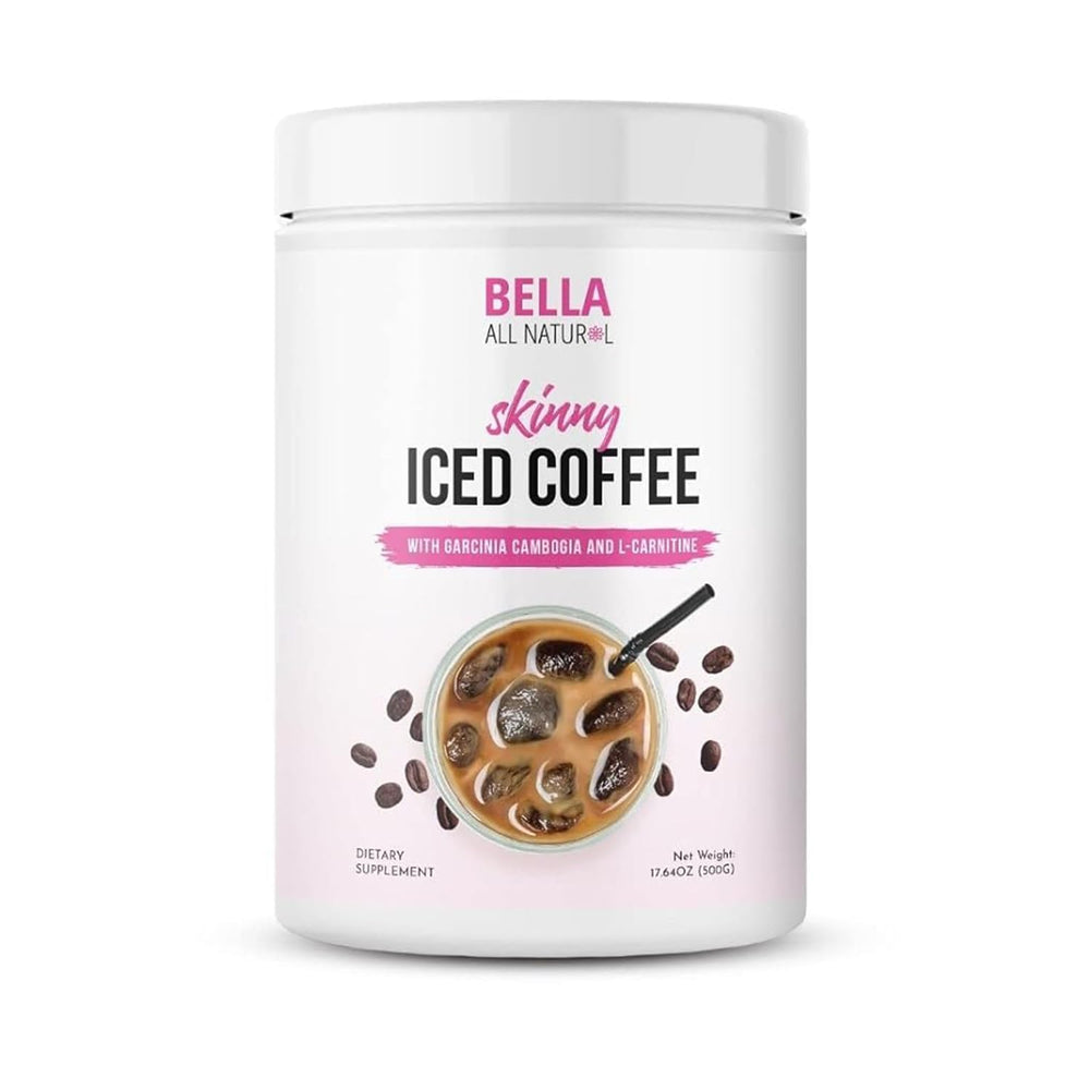 Bella All Natural Skinny Iced Coffee pack shot highlights zero sugar and convenience.