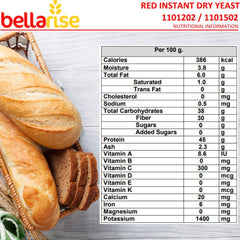Bellarise Red Instant Dry Yeast bag on counter for easy access