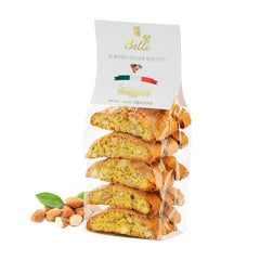 Belli almond biscotti on a tray, perfect with coffee or tea.