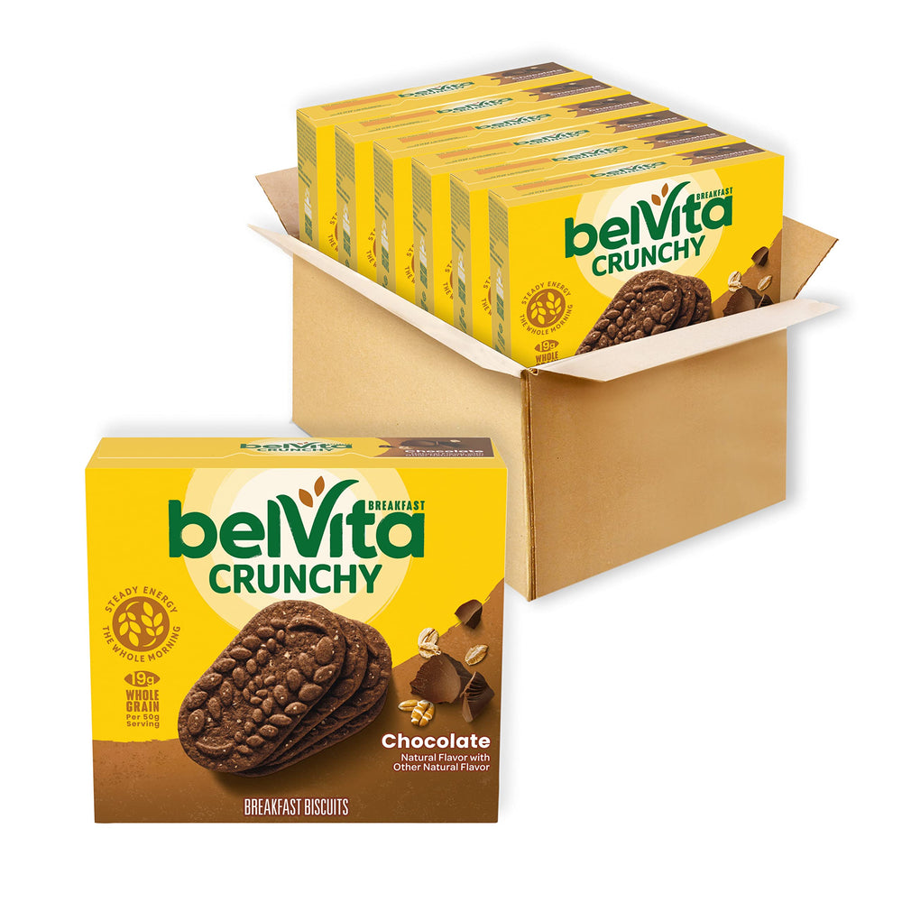Belvita Chocolate Breakfast Biscuits in six boxes for bulk, convenient breakfast options