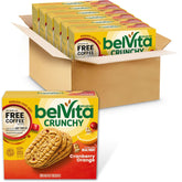 belVita Cranberry Orange Breakfast Biscuits box front view highlighting convenient packaging for a busy morning energy boost