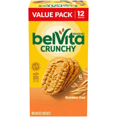 Belvita Golden Oat biscuits pack front view, convenient morning option with steady energy.