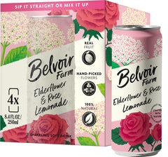 Glass of Belvoir Farm Elderflower & Rose Sparkling Lemonade, ideal as a chic mixer