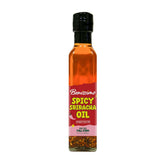 Benissimo Spicy Sriracha Infused Oil bottle with bold heat and garlic aroma.