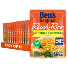 Ben's Original Ready Rice cheddar broccoli pouch steaming for quick weeknight side