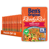 Ben's Original Ready Rice fried rice with peas and carrots steaming in a microwave pouch for quick meals