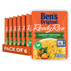 BEN'S ORIGINAL Ready Rice Garden Vegetable pouch with peas, carrots, corn for quick dinner side.