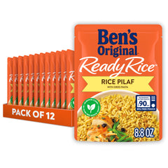 BEN'S ORIGINAL Ready Rice Rice Pilaf packaging on counter showing quick side option