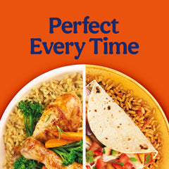Closeup of BEN'S ORIGINAL Ready Rice Spanish-style pouch with tomatoes and peppers