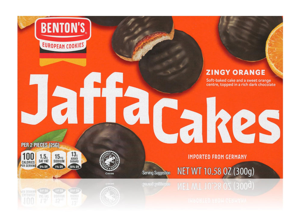 Benton's Jaffa Cakes: soft-baked cake and fruity centre with dark chocolate.