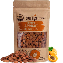Berrilys bitter apricot kernels packaging for pantry storage.