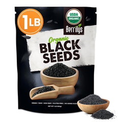 Berrilys Black Cumin Seeds bottle pour for rich aroma in curries and roasts.