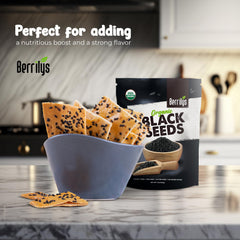 Berrilys Black Cumin Seeds in a spice blend for breads and snacks.