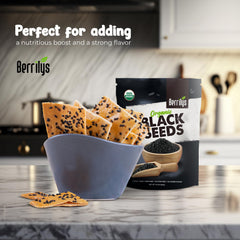 Berrilys Black Seeds sprinkled on bread for topping