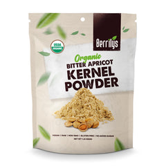 Berrilys organic bitter apricot kernel powder package, a daily energy option.