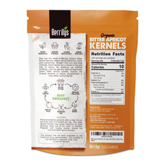 Berrilys organic bitter apricot kernels closeup shows rich texture ideal for culinary use.