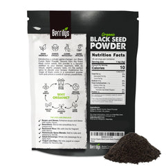 Close-up texture of Berrilys powder showing fine earthy grind for recipes